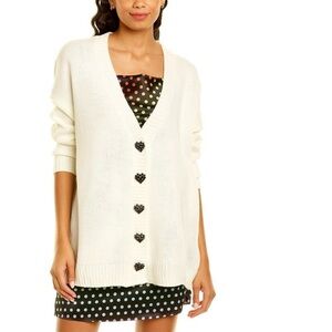 OLIVIA RUBIN Cream V-Neck Heart Button Cardigan